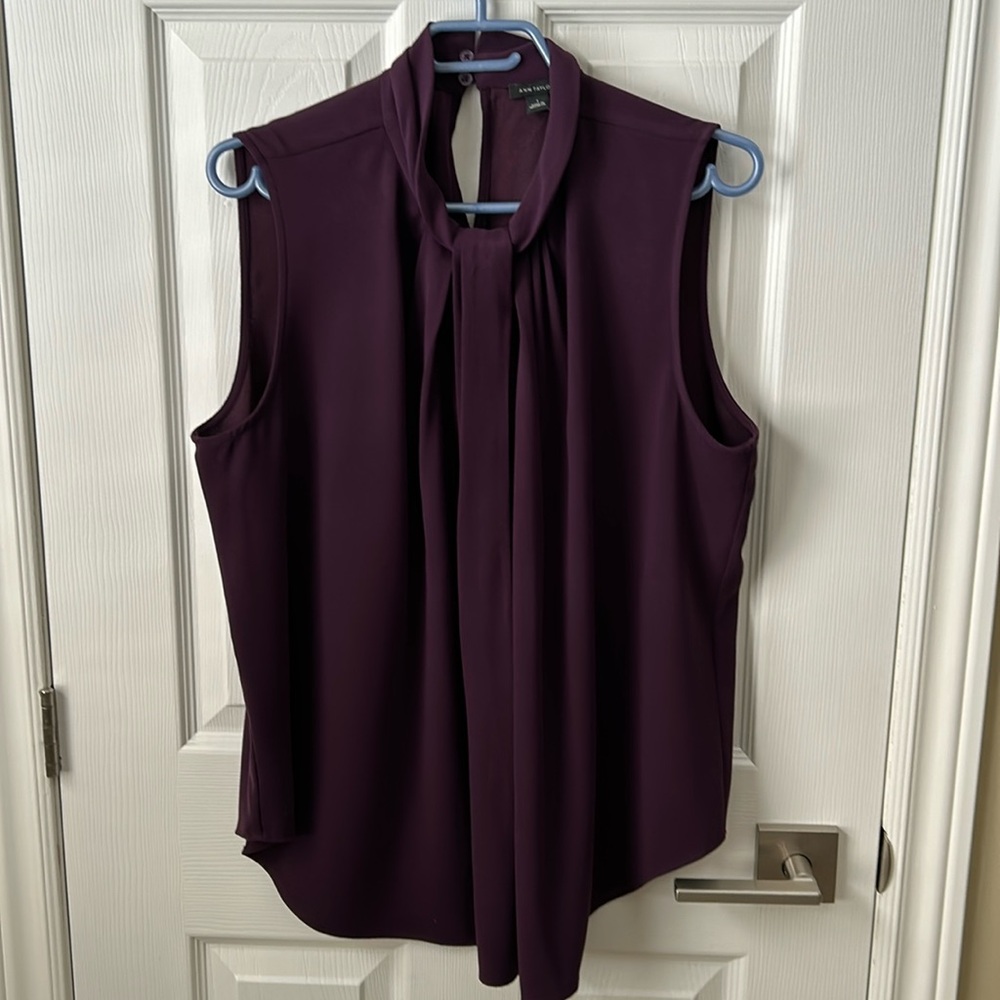 Ann Taylor High Neck Shell in Dark purple